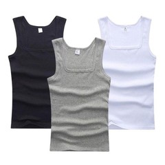 3pcs Men’s Cotton Tank Tops Sleeveless Muscle Vest Solid Undershirts