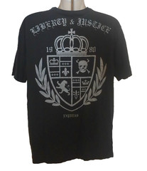Vintage Express “Liberty & Justice” Black Crest Shirt 1980 Skull Grunge 2XL