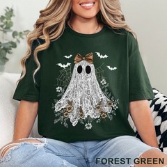 Halloween Lace Ghost Shirt, Cute Floral Ghost Shirt, Spooky Fall Floral, 203651