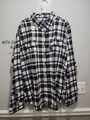 MENS GEORGE DOUBLE POCKETS FLANNEL SHIRT LONG SLEEVE BLACK WHITE SIZE 3XL NEW