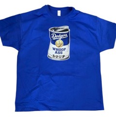 NEW Los Angles Dodgers Blue T Shirt Can of WHOOP ASS World Series Baseball