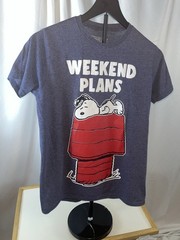 Peanuts Snoopy Blue Graphic T-shirt Weekend Plans Size S Movie Cartoon