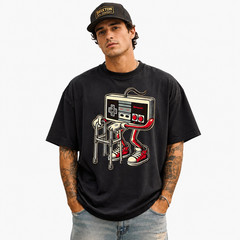 Short Sleeve Men’s Fashion Street Style Casual Trendy Graphic T-Shirt with Retro
