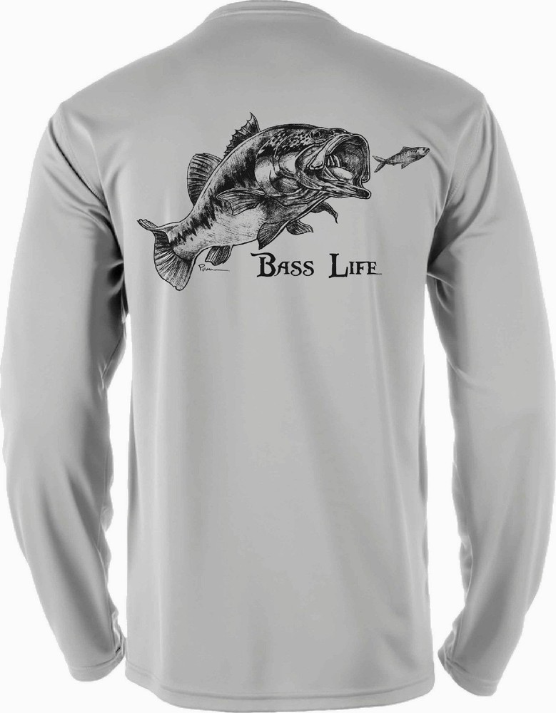Long Sleeve Microfiber Fishing Boating UPF Sun Protection Bass Shirt