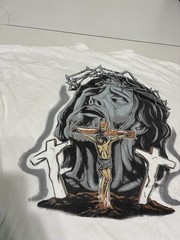 Jesus Crucifix Shirt XL White Religious Christian Streetwear SKater Grunge Y2K