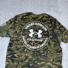Under Armour Shirt Men Large Freedom Digital Camo Tiger Stripe Green USA Logo
