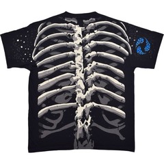 Big Skull Black T-Shirt Liquid Blue