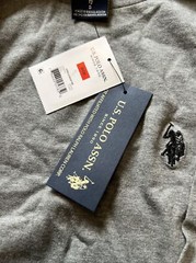 USPA POLO L/S KNIT T-SHIRT~Grey Heather SZ S