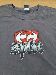 Vintage Split Skateboard T Shirt Mens XLarge Gray Logo Spell Out Y2K