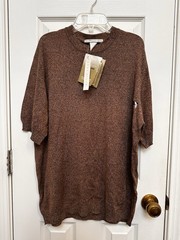 Vintage NWT Perry Ellis Brown 80% Silk Short Sleeve Shirt – Men’s Large