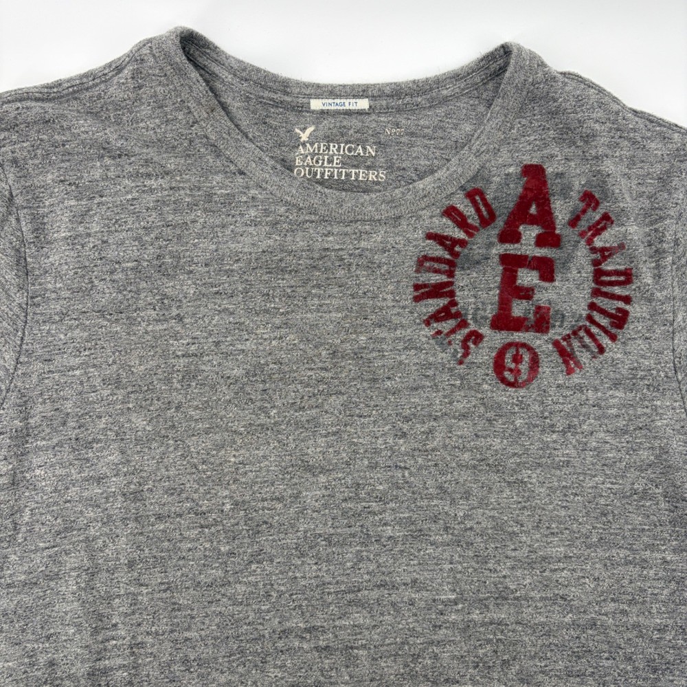 Y2k American Eagle Mens Shirt XXXL Gray Graphic Tee Vintage Fit Felt Applique