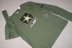 US Army Star Long Sleeve T-Shirt-Green- Liteweight- Adult XL- NEW