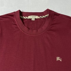 Vintage Burberry London T Shirt Men Burgundy Cotton Embroidered Logo