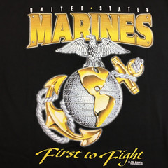 7.62 Design United States Marines Shirt Men Large Black Short Sleeve First Fight
