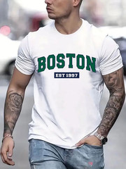 Boston 1997 Graphic Print T-Shirt For Men Casual Short Sleeve Tee 1 Pcs 100% Hea