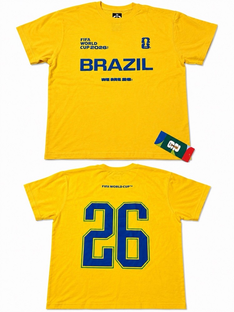 FIFA World Cup 2026 Brazil T-Shirt Adult Medium Yellow Soccer Tee NWT
