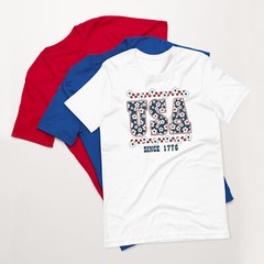 USA Since 1776 Floral T-Shirt, Patriotic American Independence Day Shirt