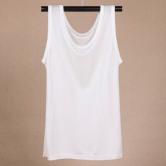 Men’s 100% Silk Tank Tops Crew Collar Sleeveless T-Shirt Knitted Undershirt Tops
