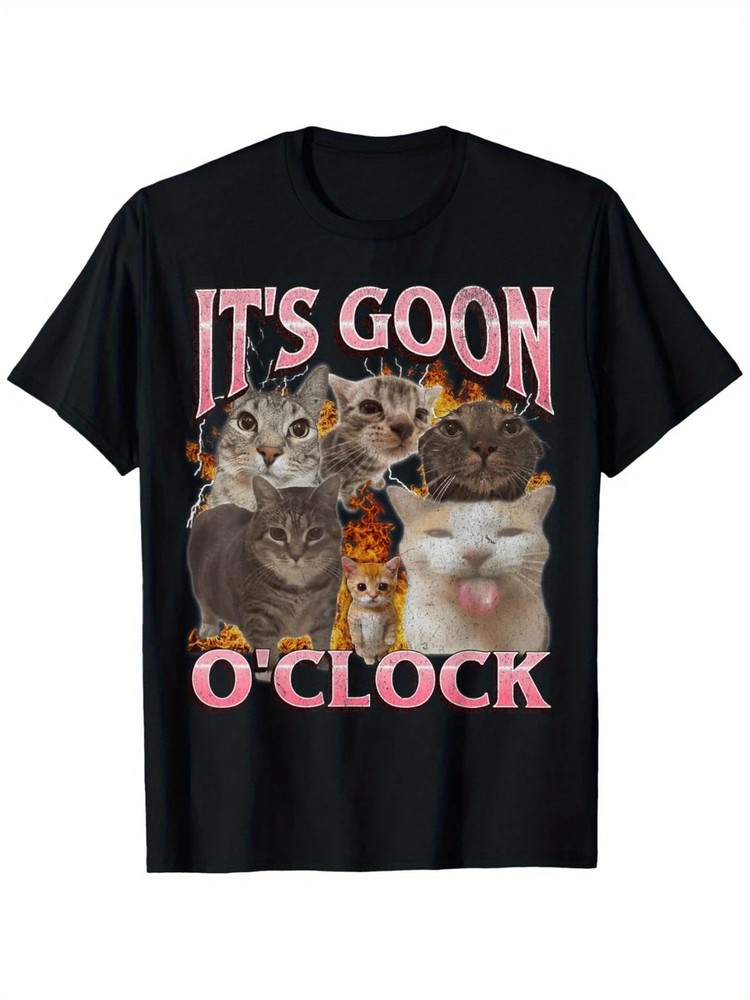 Lightweight Breathable “It’s Goon O’Clock” Laughing Cat Meme T-Shirt