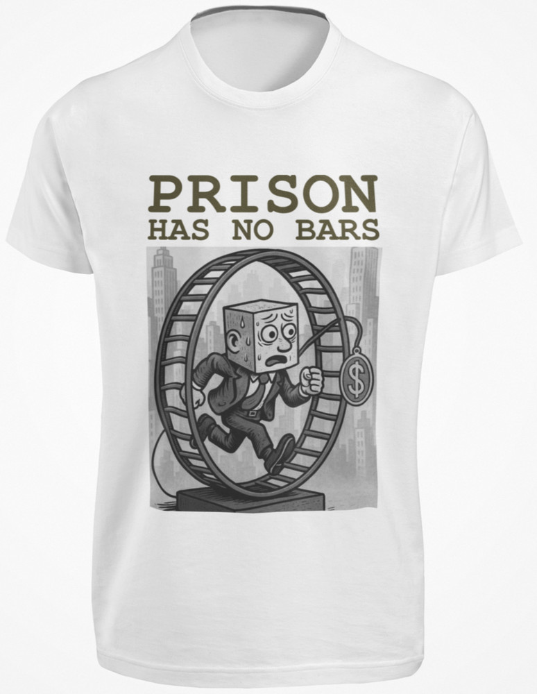 Prison Has No Bars Rat Race T SHIRT Eat The Rich Orwell 1984 Red Pill Matrix TEE