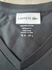 Lacoste TH6710-51 Pima Cotton V-Neck Men’s T-Shirt – Black Size L/ FR 5