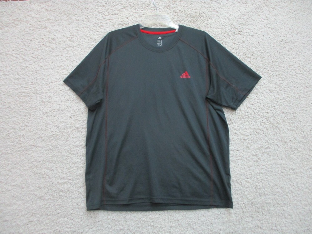 Adidas Shirt Extra Large Adult Dark Gray Athletic Stretch Logo Modern Fit Mens