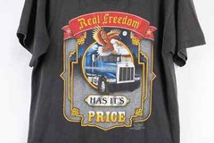 Vtg 90s Truckers Choice Mens Large Faded Truck Driver Real Freedom T-Shirt USA