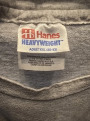 Hanes Heavyweight Cotton Shirt XXL Gray Blank Single-Stitch
