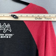 Y2K Rudy’s BBQ Raglan Shirt Real People Eat Meat 3/4 Sleeve XL Texas Tourist