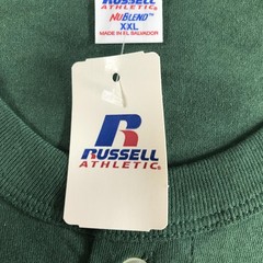 Vintage Russell Athletic Shirt Mens 2XL Dark Green Henley NuBlend Short Sleeve
