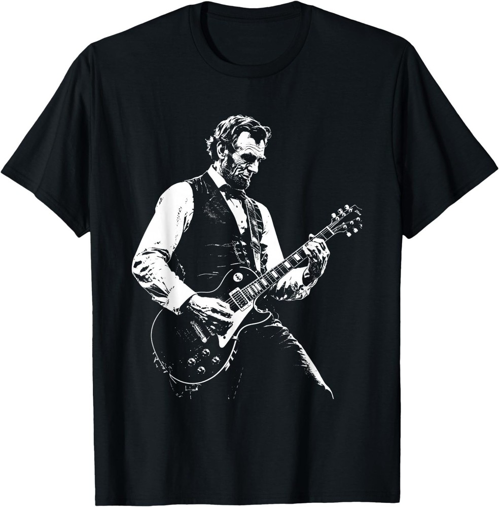 Abe Lincoln Playing Guitar Retro Vintage Abraham Lincoln, UNISEX T-Shirt
