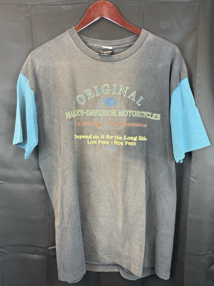 Vintage 80s Harley Davidson Blue Sleeve Cancun