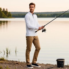 Men’s Long Sleeve Polo Shirt Pocket Regular Fit Contrast Collar Large