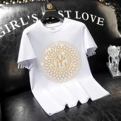 New Men Luxury Rhinestones Fashion Diamonds Black White T-Shirt High Quality