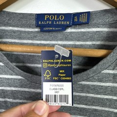 NWT Men’s Polo Ralph Lauren Custom Slim Fit Tee Shirt Gray Stripe Pattern sz XL