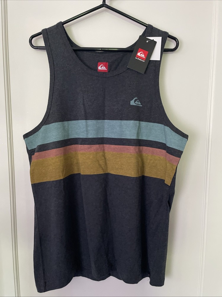 New Quiksilver Tank Top Gym Workout Running Street Style Men’s Shirt Size M Gray