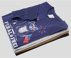 4th of July funny racoon feral and free tshirt free patriotic USA flag funny tee