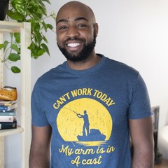 Mens Can’t Work Today My Arm Is In A Cast T-Shirt Funny Fishing Tee