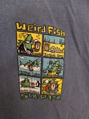Weird Fish Six Pack Graphic Print T-Shirt, Blue, Men’s M Crew Neck Short Sleeve