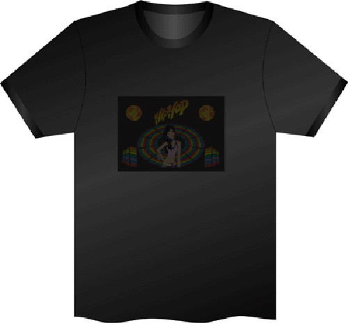 Unique Equalizer DJ/Rave/Pub Music Sound Activated flashing LED T-Shirt 022