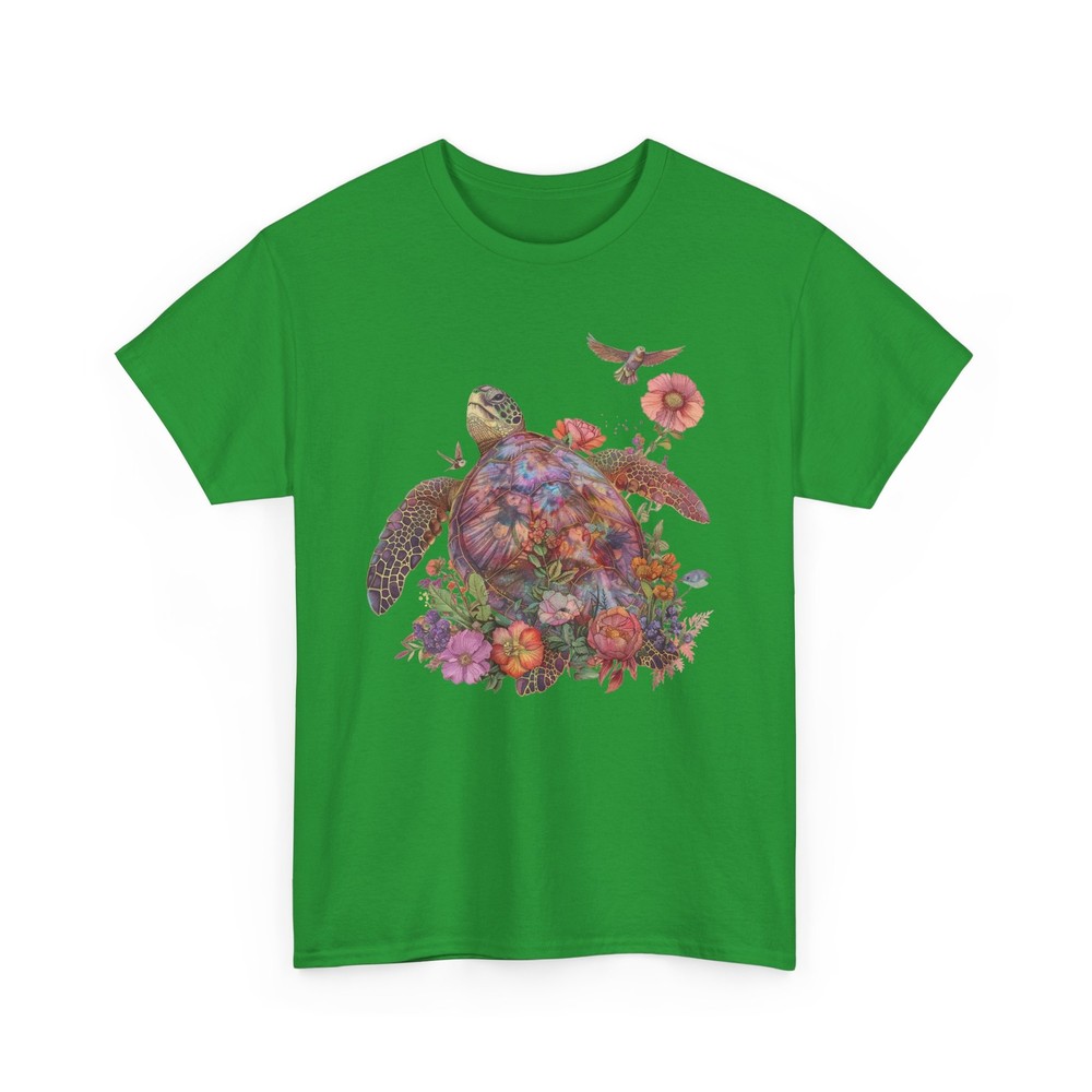Blue Ocean T-Shirt | Tropical Turtle Iridescent Floral Shirt