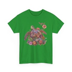 Blue Ocean T-Shirt | Tropical Turtle Iridescent Floral Shirt