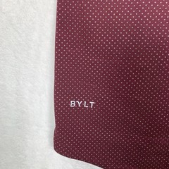 BYLT Drop-Cut Henley Shirt Mens XL Red Polka Dot LUX Short Sleeve Athletic Fit