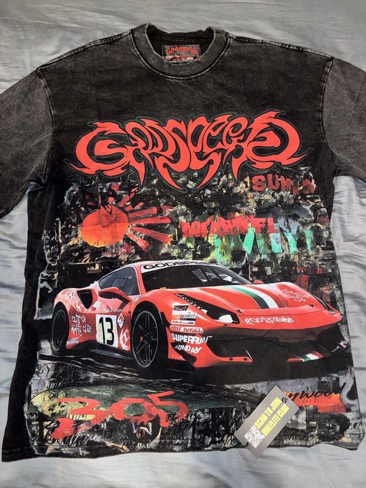 Godspeed New York Super Run Art Basel Sunday T-Shirt Black Graphic Size Large