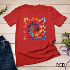 Tie Dye Geometric Shapes Pattern Quilt Block Art – Scandi Folk Unisex T-shirt