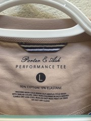 NEW Porter & Ash Men’s Large Dark Beige Performance Tee Crew Neck T-Shirt NWT