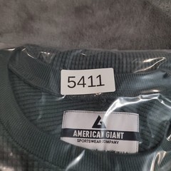 American Giant Shirt Men Large Green Waffle Knit Heavyweight Thermal Made In USA