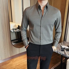 Men’s Long Sleeved Shirt Spring Fashion Slim Fit Business Casual Shirt Tops