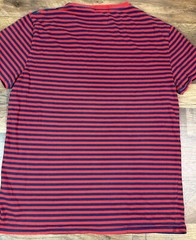 Polo Ralph Lauren Navy Blue & Red Striped S/S Shirt Pony Logo Sz Large Preowned