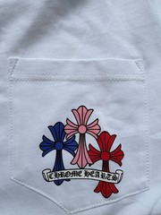Chrome Hearts Men’s White Pocket Tee M Cotton Cross Logo Graphic Short Sleeve